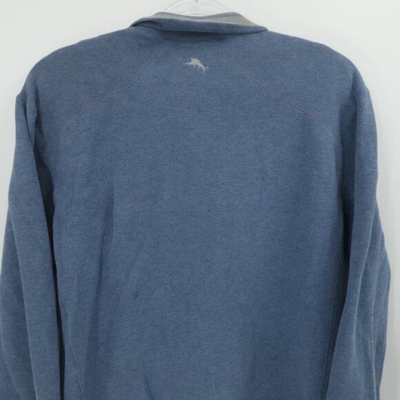Tommy Bahama Sweater Mens XXL Blue Gray 1/4 Zip Reversable Casual Preppy GOlf - Picture 9 of 12